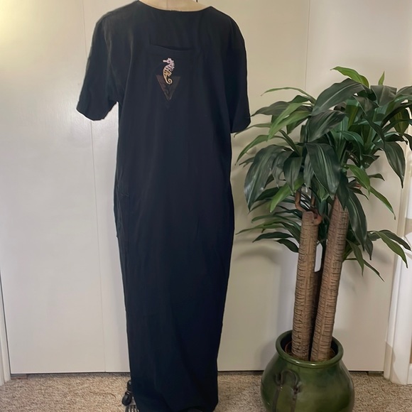 Focus short sleeve black ocean theme maxi dress - Picture 4 of 7